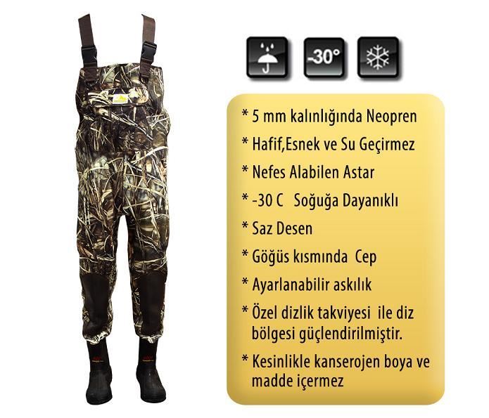 REMİNGTON MOUNTAİN SAZ DESENLİ 5 MM NEOPREN BOY TULUM ÇİZME