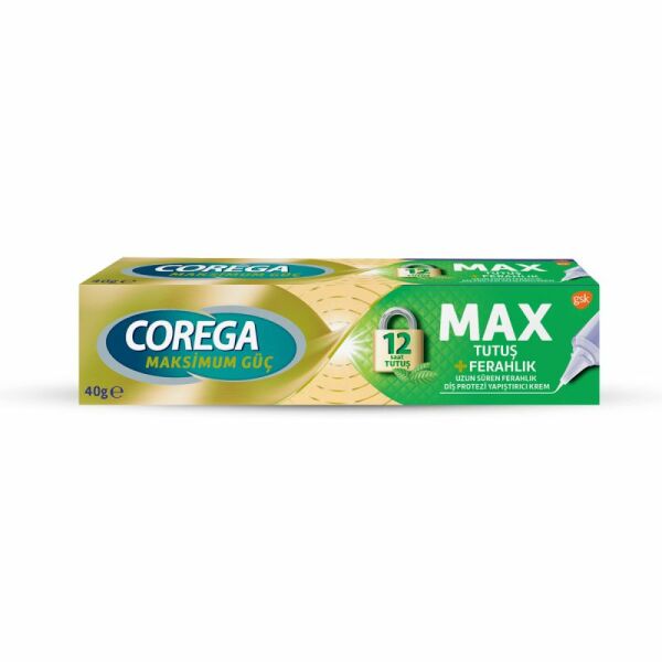 Corega Max Tutuş + Ferahlık Diş Protezi Yapıştırıcı Krem 40gr