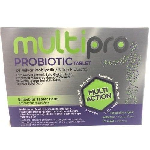 Multipro Probiotic Kara Mürver, Beta Glukan Çinko 12li Tablet