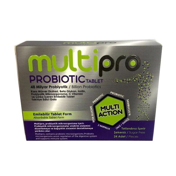 Multipro Probiotic Kara Mürver, Beta Glukan Çinko 24lü Tablet