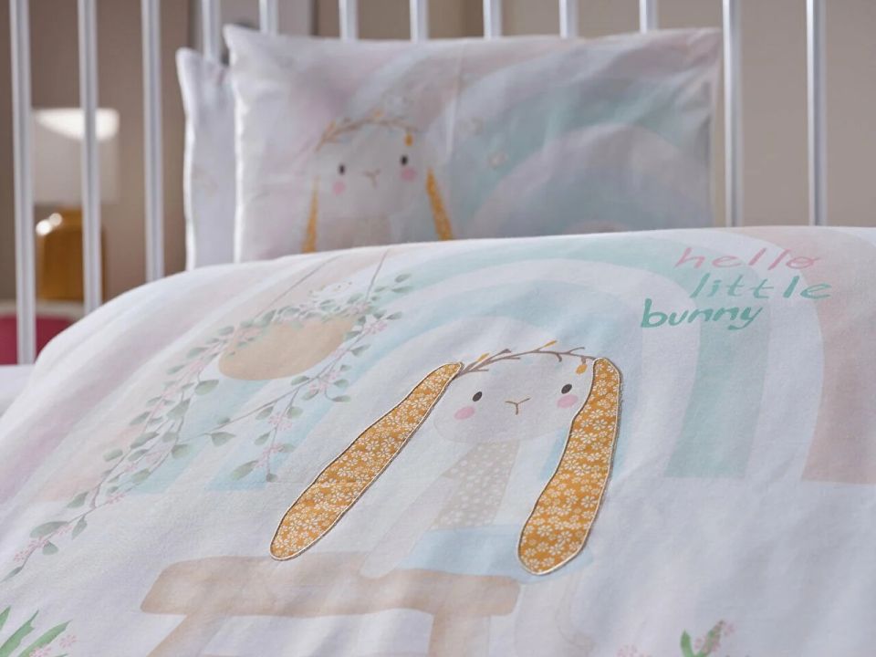 Nakışlı Bebek Nevresim Takımı Little Bunny Bebek - Sarı