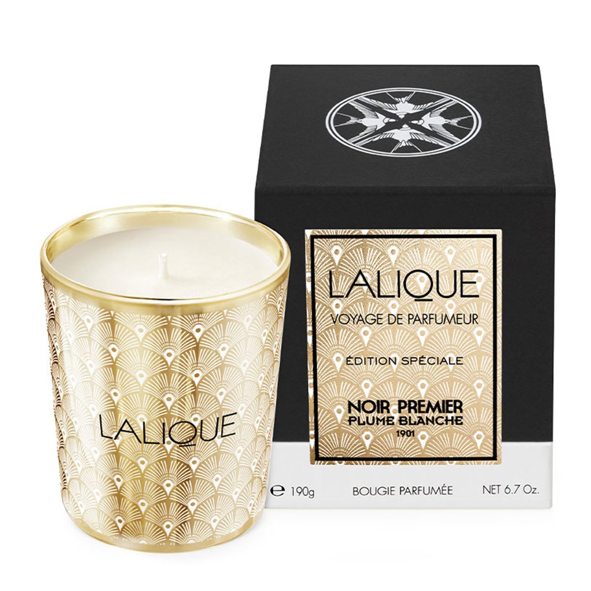 Lalique Noir Premier Candle  Plume Blanche 190 Gr