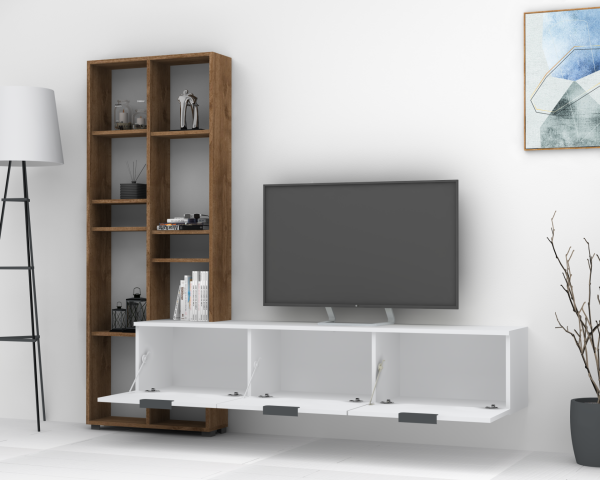 Dmodül Softline-M4  Tv Ünitesi 215 cm Ceviz Beyaz