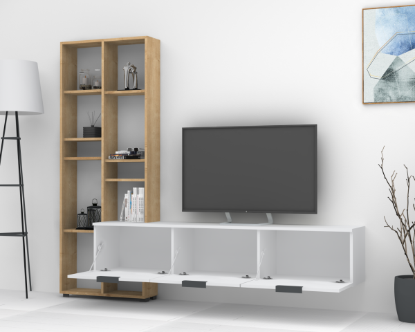 Dmodül Softline-M4  Tv Ünitesi 215 cm Meşe Beyaz