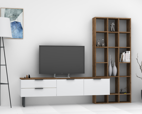 Dmodül Softline-M1  Tv Ünitesi 233 cm Ceviz Beyaz