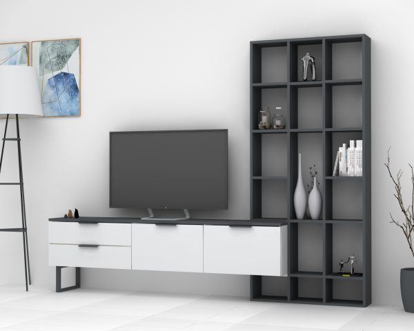Dmodül Softline-M1  Tv Ünitesi 233 cm Gri Beyaz