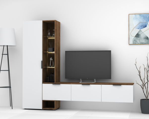 Dmodül Softline-M3  Tv Ünitesi 223 cm Ceviz Beyaz