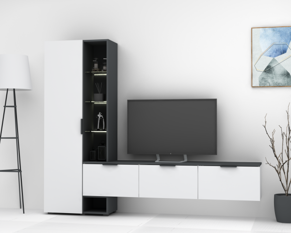 Dmodül Softline-M3  Tv Ünitesi 223 cm Gri Beyaz