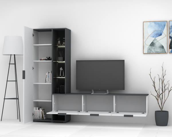 Dmodül Softline-M3  Tv Ünitesi 223 cm Gri Beyaz