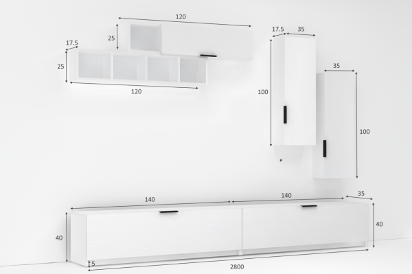 Dmodül Ege Tv Ünitesi 280 cm Beyaz