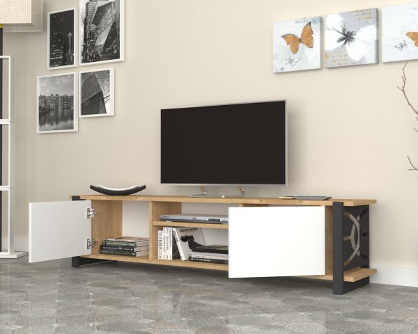 Dmodül Metal Ayaklı Tv Ünitesi 160 cm Münih Meşe-Byz