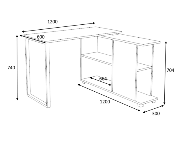 Dmodül Oslo Çalışma Masası Kitaplıklı 120 cm