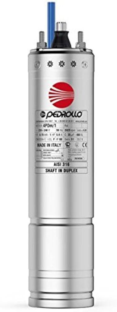 PEDROLLO 4 PDm/ 1  Sondaj Motoru (Tek Motor), Derin Kuyu Dalgıç Pompası için  1 Hp, Monofaze