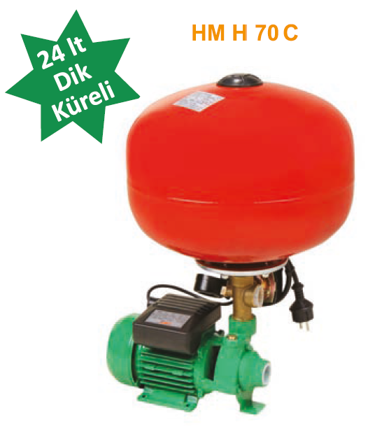 TROY HM H 70 C  Dikey 24 LT Tank Preferikal Pompalı Paket Hidrofor  0.50 Hp , 40 Mss , 1,2 m3/h