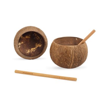 Natural Coco Cup & Bambu Pipet 2'li set