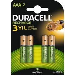 Duracell Şarj Edilebilir AAA İnce Kalem Pil 750 mAh 4'lü