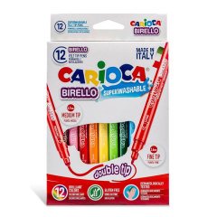Carioca Birello Jumbo Yıkanabilir Çift Uçlu Keçeli Boya Kalemi 12 Renk - 41457