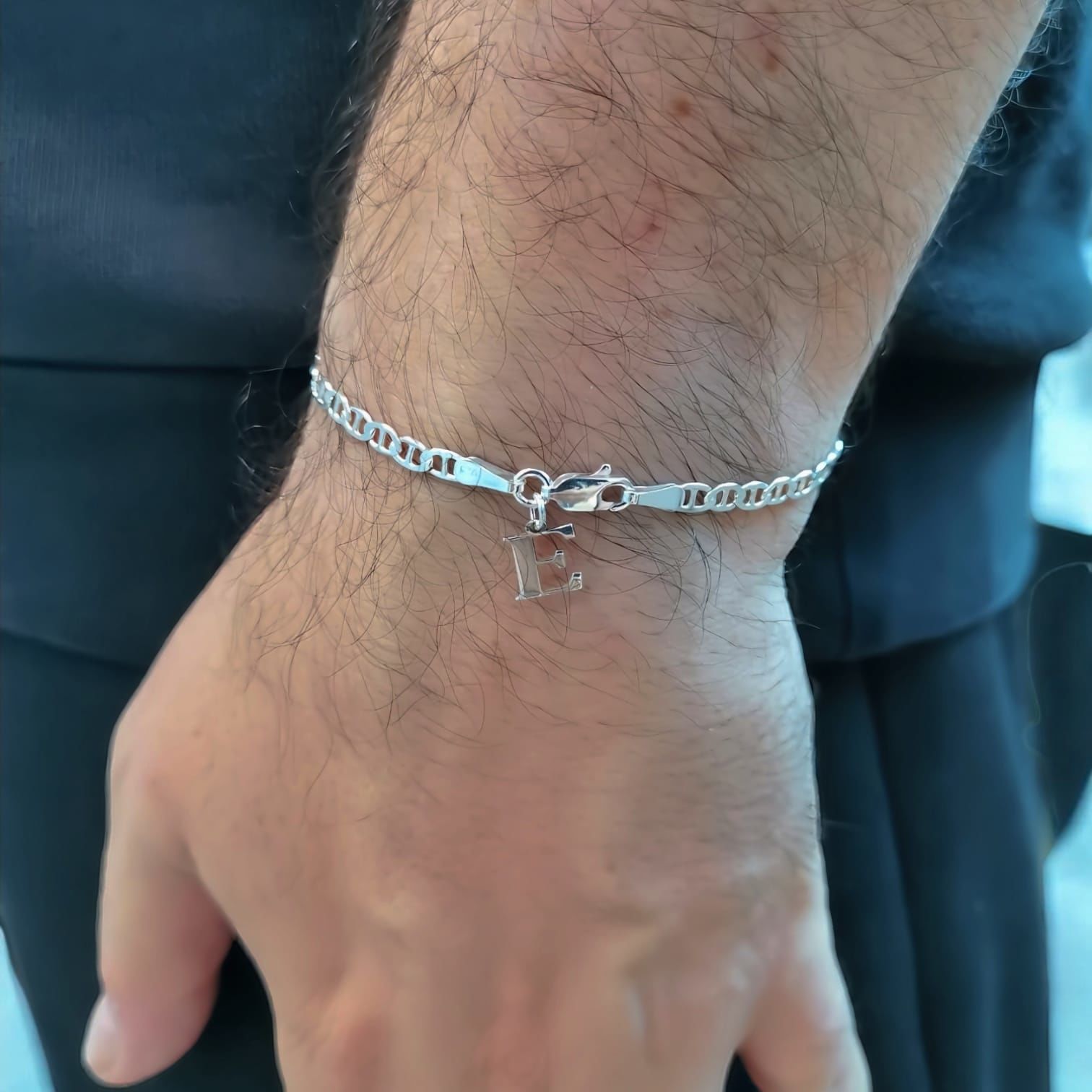 Gümüş Erkek Harfli Bileklik Barlı