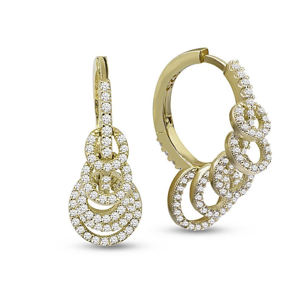 Halkalı Gümüş Küpe Monaco Gold
