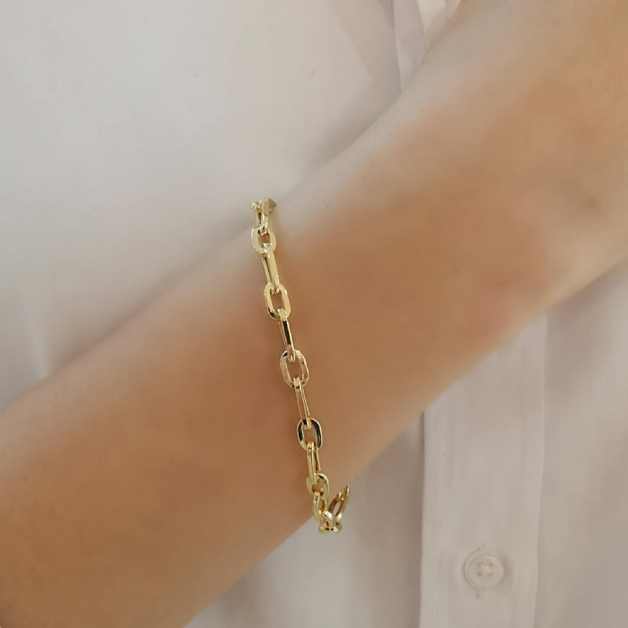 Boru Zincir Gümüş Bileklik Gold