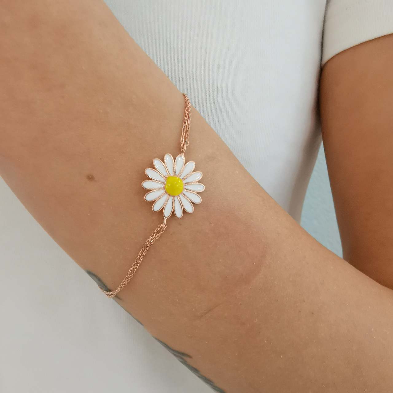 Papatya Gümüş Bayan Bileklik Rose