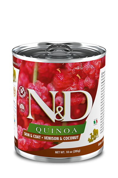 N&D Quinoa Skin & Coat Geyik  ve Hindistan Cevizli Yaş Köpek Maması 285gr