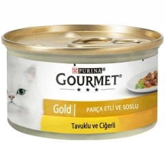 Purina Gourmet Gold Parça Etli Soslu Tavuk & Ciğerli Kedi Konservesi 85gr