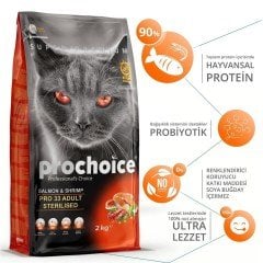 Pro Choice Pro 33 Sterilised Somonlu Karidesli Kedi Maması AÇIK AMBALAJ 1 KG