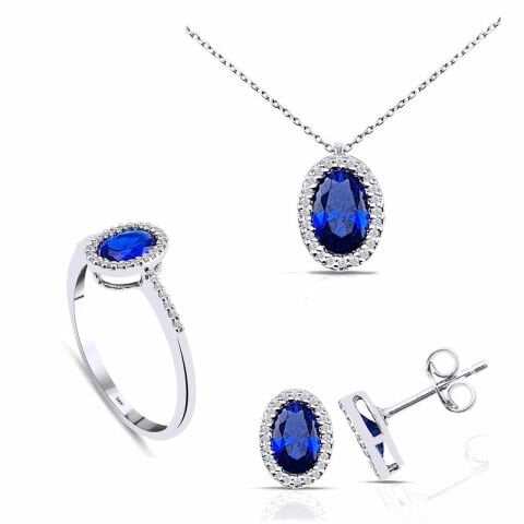 3.10 Karat Pırlantalı Safir Set E/F Renk