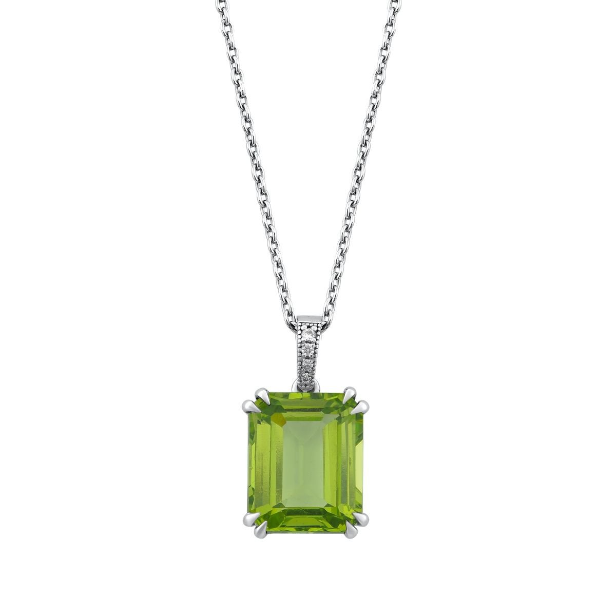 9,16 Karat Pırlantalı Peridot Kolye