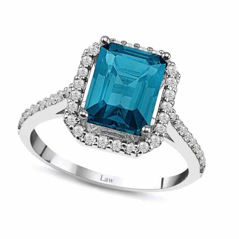 2,40 Karat Pırlantalı Blue Safir Crispy Yüzük F Renk