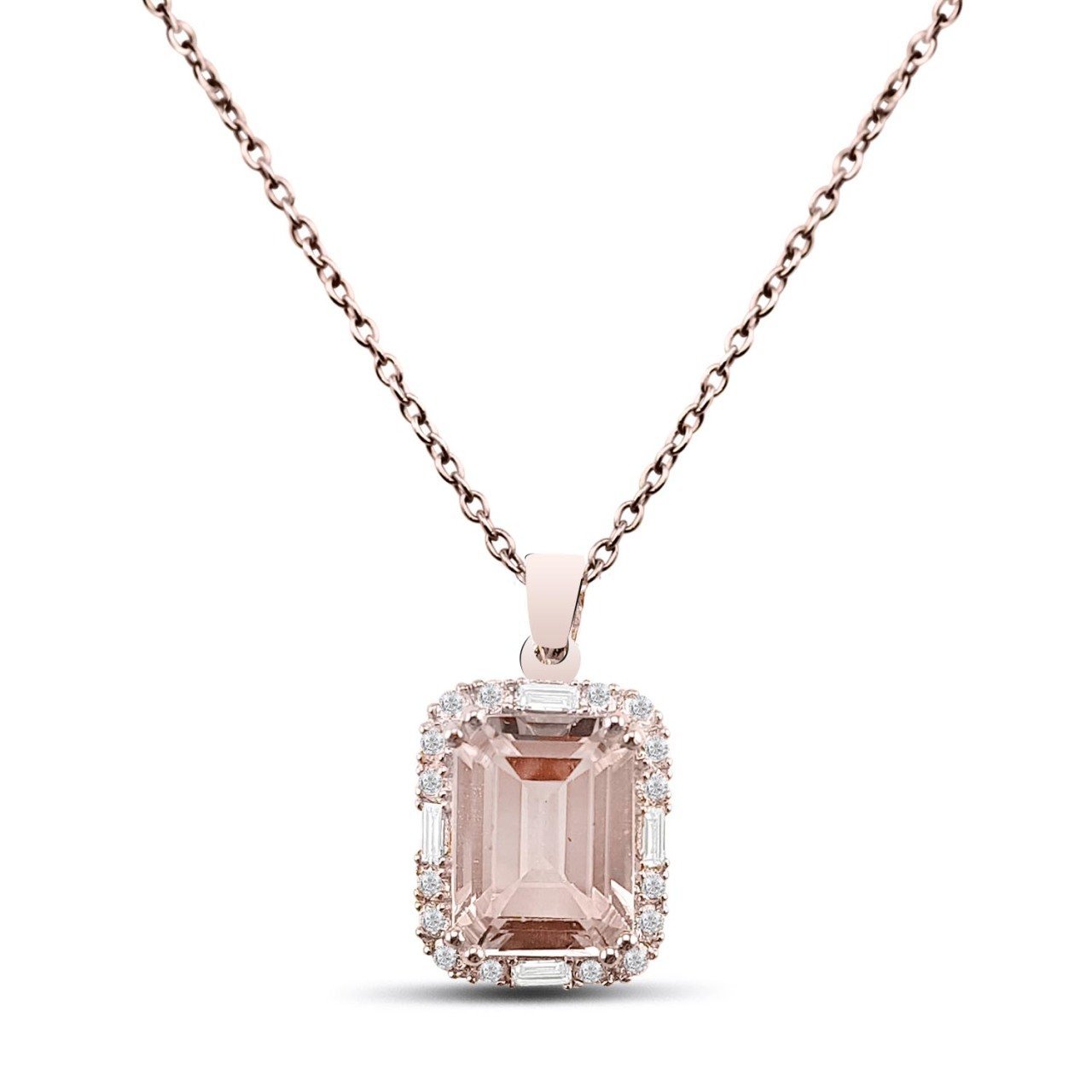 1,57 Karat Pırlantalı Morganite Kolye F Renk