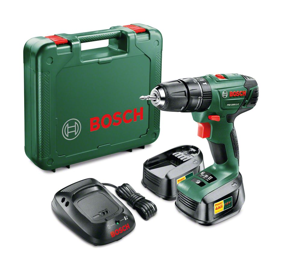 Bosch PSB 1800 LI-2 1,5 AH Akülü Darbeli Delme/Vidalama Makinesi (Çift Akü)