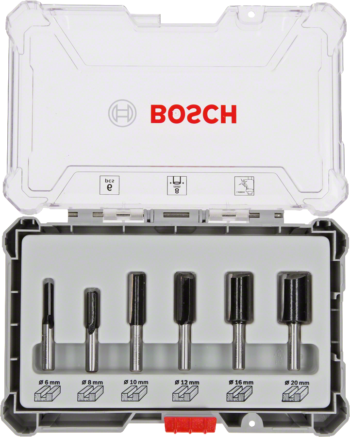 Bosch Profesyonel 6 Parça Karışık Freze Bıçağı Ucu Seti 8 mm Şaftlı