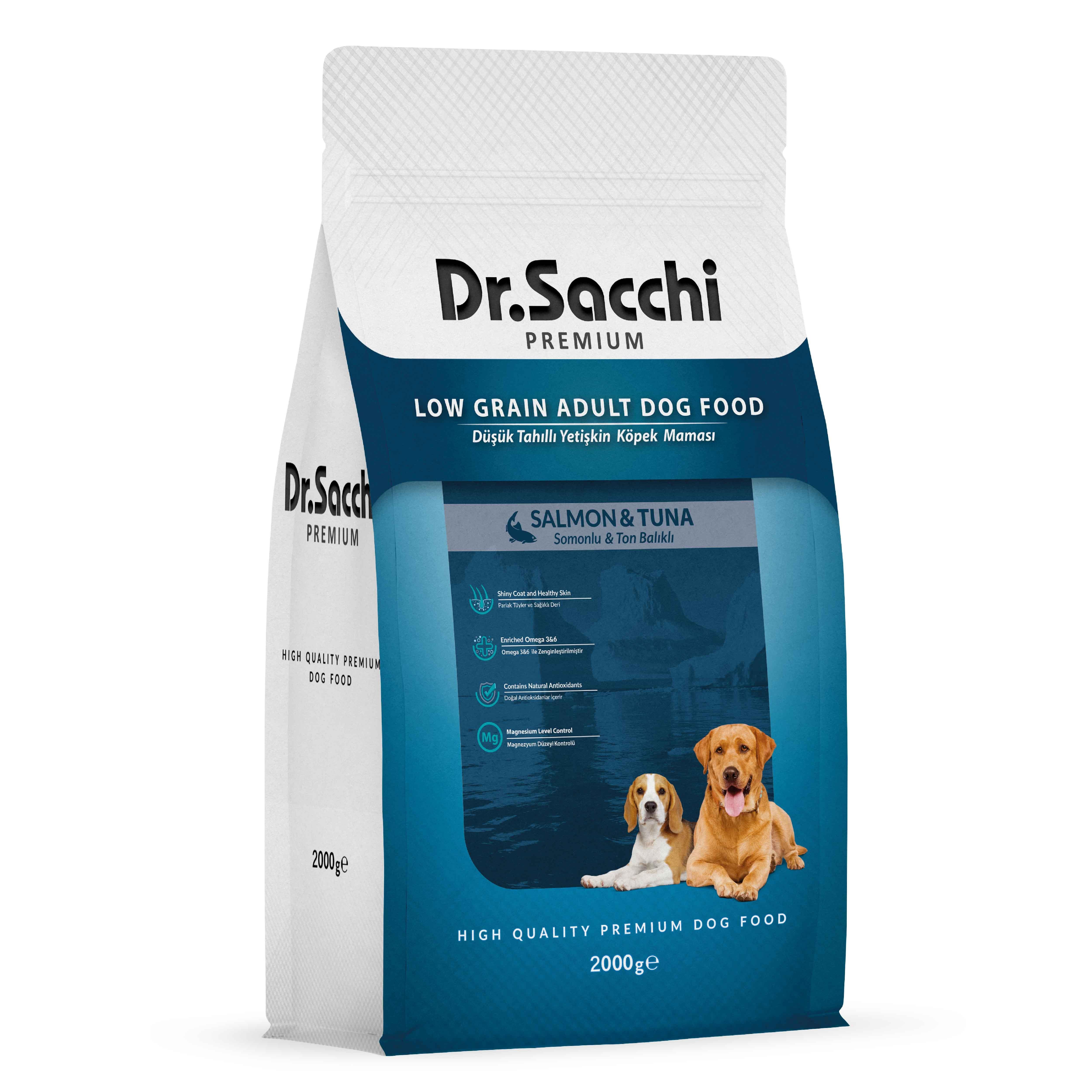 Dr.Sacchi Premium Düşük Tahıllı Somonlu Yetişkin Köpek Maması 2 Kg