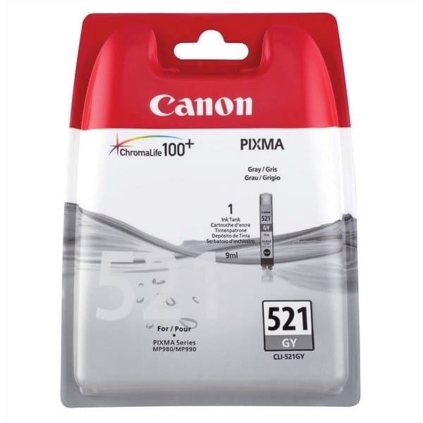 Canon CLI-521GY (İP3600-İP4600-İP4700-MP540-MP550-MP560-MP620-MP630-MP640-MP980-MP990-MX860-MX870-MX990) Orjinal Gri Kartuşu