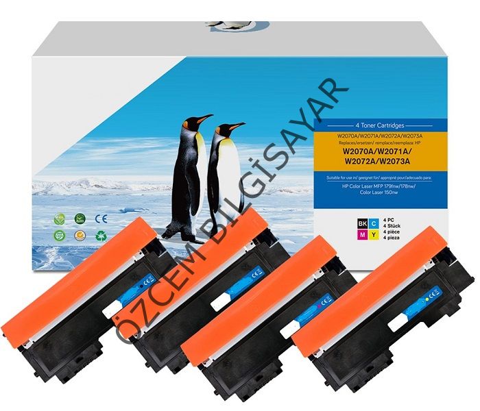 HP 117A-W2070A+W2071A+W2072A+W2073A (150a-150nw-178nw-178nwg-179fng-179fnw-179fwg) Orjinal Multipack Toner-BK+CMY