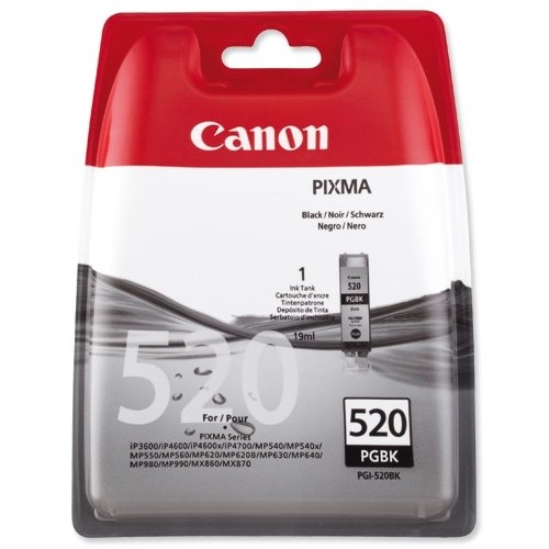 Canon PGI-520BK (İP3600-İP4600-İP4700-MP540-MP550-MP560-MP620-MP630-MP640-MP980-MP990-MX860-MX870-MX990) Orjinal Siyah Kartuşu