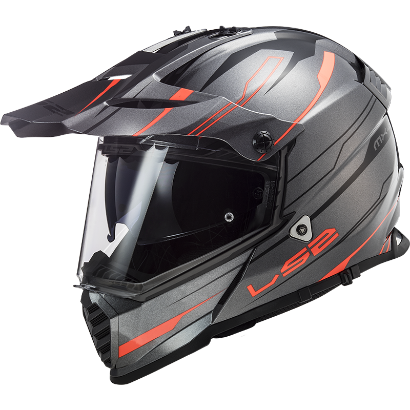 LS2 PIONEER EVO KNIGHT TITANIUM-TURUNCU KASK