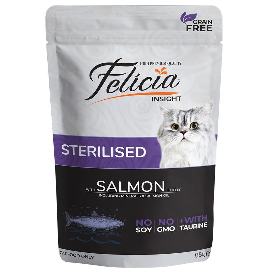 Felicia Tahılsız Sterilised Kısırlaştırılmış Somonlu Yaş Kedi Maması 85 gr