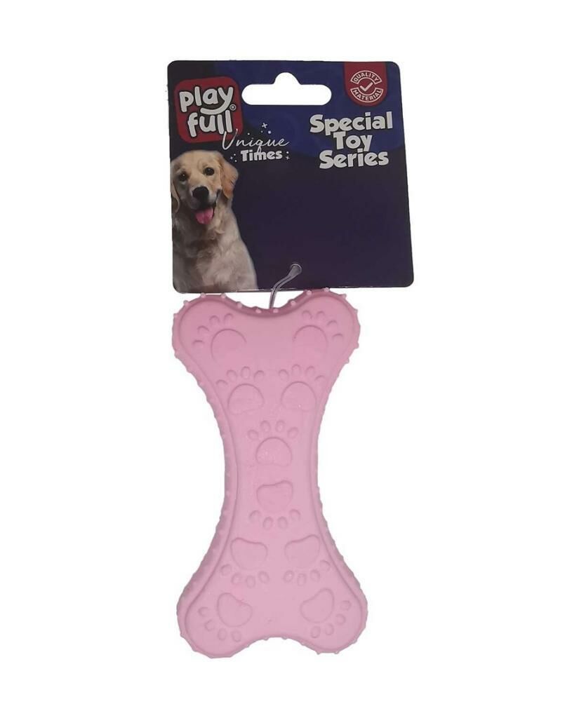 Playfull Kemik ŞeklindeTırtıklı Plastik Köpek Oyuncağı 10x5,5 Cm