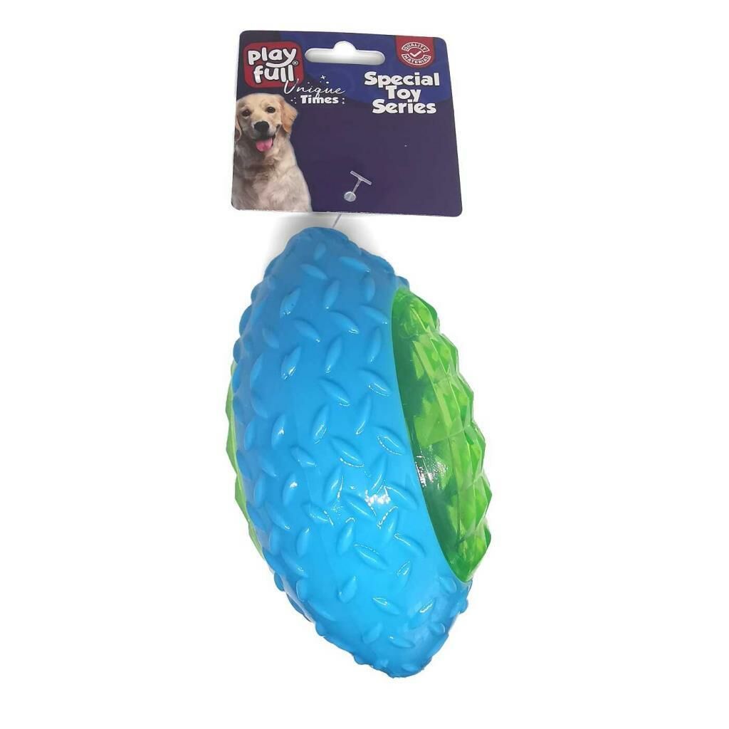 Playfull Rugby Topu Şeklinde Işıklı Plastik Köpek Oyuncağı 6x14 Cm