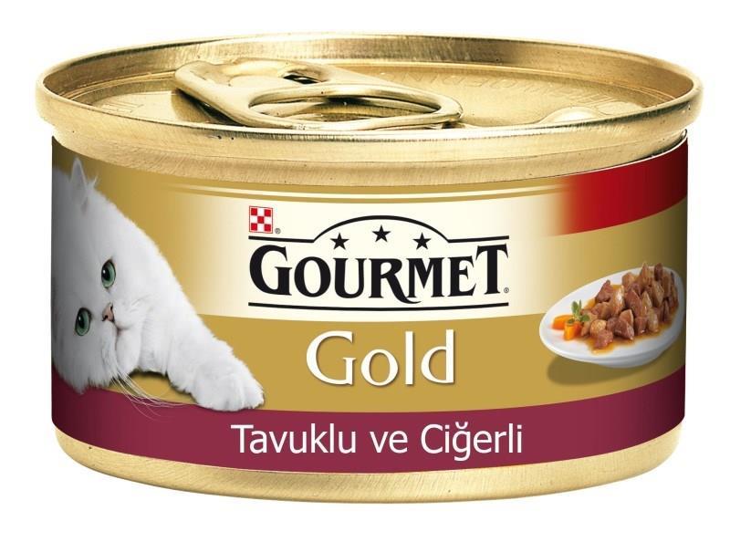 Gourmet Gold Parça Etli Soslu Tavuklu Ciğerli Kedi Konservesi 85 Gr