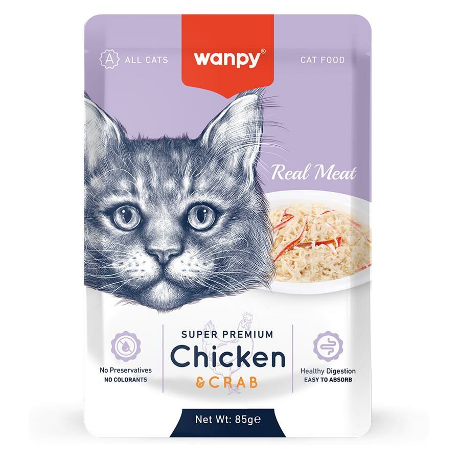 Wanpy Pouch Tavuklu & Yengeçli Yaş Kedi Maması 85 gr