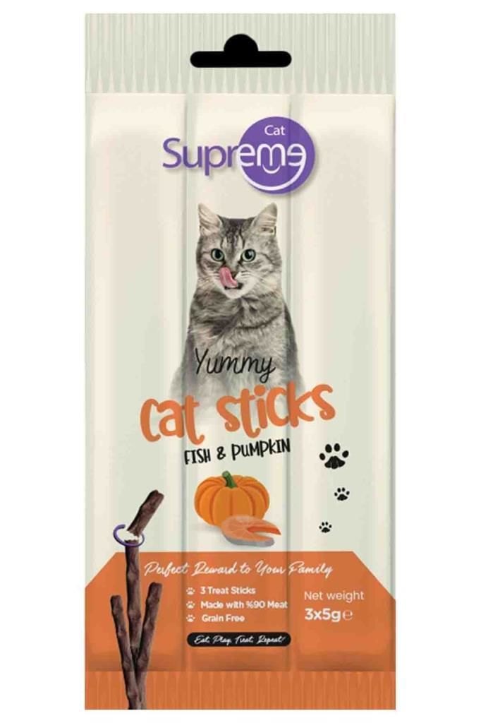 Supreme Cat Ton Balıklı ve Bal Kabaklı Kedi Ödül Çubuk 3x5 Gr