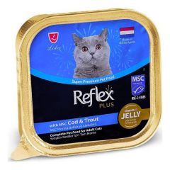 Reflex Plus Jöle İçinde Et Parçacıklı Morina Balıklı Ve Alabalıklı Kedi Konservesi 85 Gr