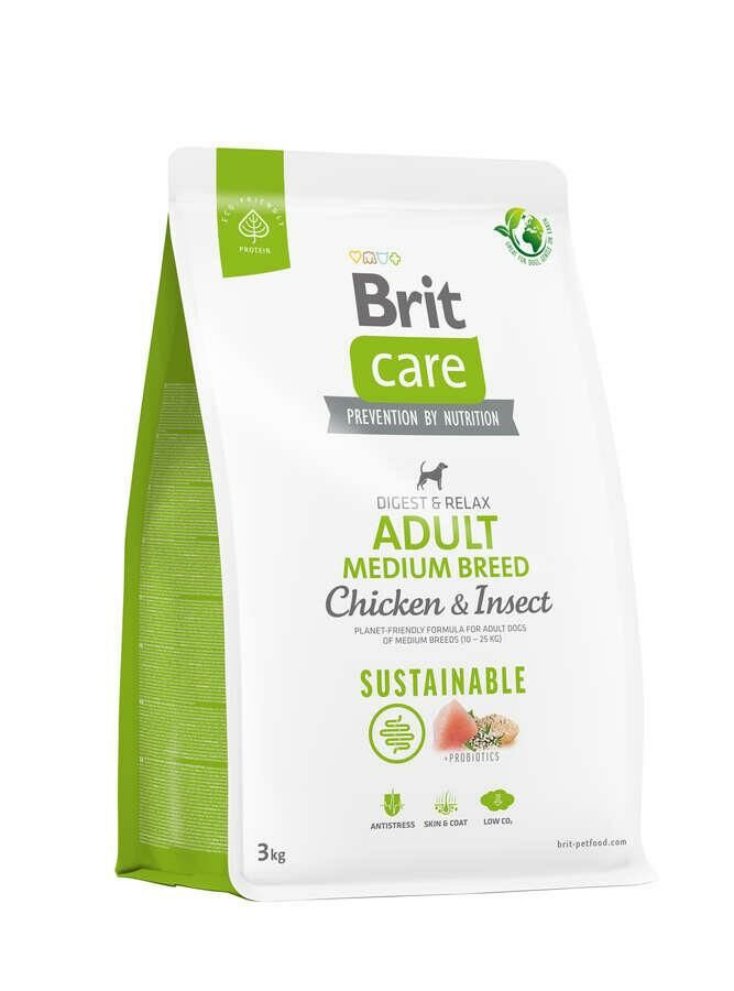 Brit Care Sustainable Adult Medium Breed Böcek ve Tavuklu Orta Irk Yetişkin Köpek Maması 3 Kg