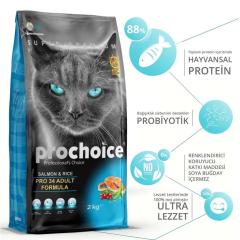 Pro Choice 34 Somonlu ve Pirinçli Yetişkin Kedi Maması 2kg