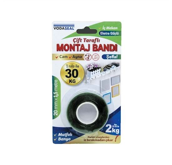 Vodaseal Extra Çift Taraflı Montaj Bandı 20mmx1.5metre