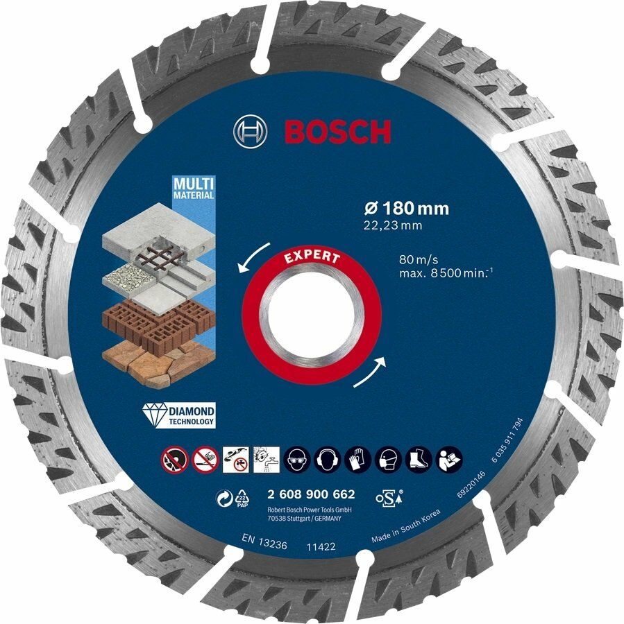 BOSCH Expert MultiMeterial Yapı Malzemeleri İçin Elmas Testere 180 mm